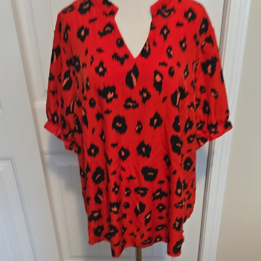 NWOT Soly Hux Red Leopard Print Blouse Size XXL